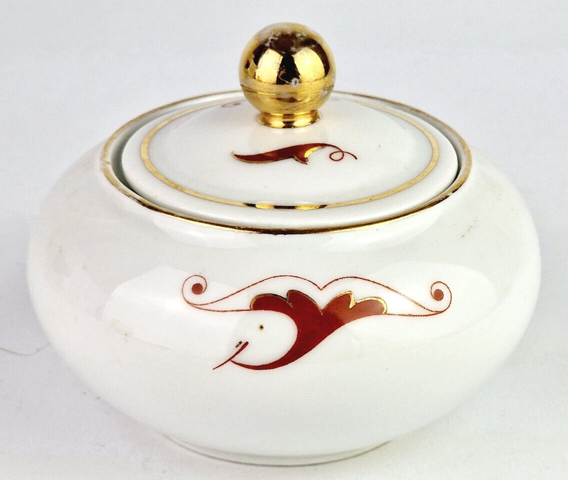 Freiberger Porcelain Lid Box Candy Box Sugar Bowl Red Dragon