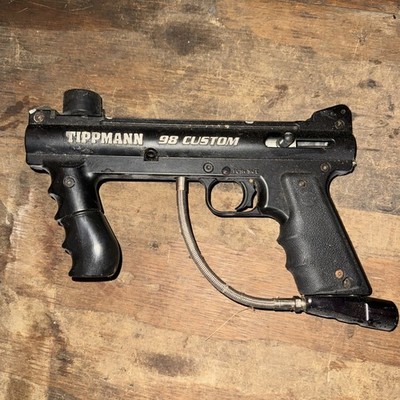 Tippmann 98 Custom Mechanical Semi-Auto Paintball Marker, Black As Is