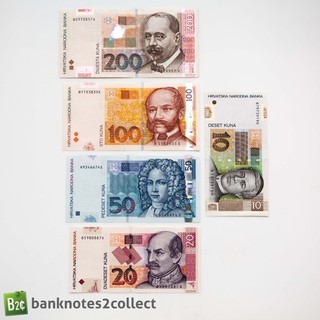 CROATIA: Set of 5 Croatia Kuna Banknotes.