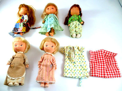 Lot 5 Knickerbocker Moppet Betsey Clark Holly Hobby Dolls 1976-1978 6'' Moveable