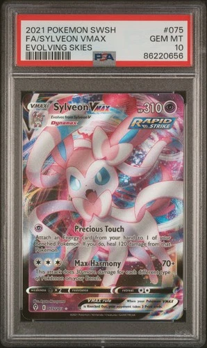 2021 POKEMON SWORD & SHIELD EVOLVING SKIES #075 FA/SYLVEON VMAX PSA 10