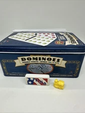 CARDINAL Collectors Dominoes in Tin Double Twelve 91 USA Print Domino 4 Trains