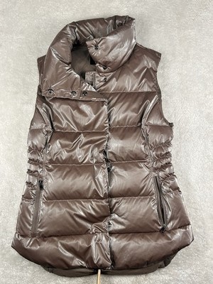Athleta Down Vest Womens Small Metallic Gilet Downtown Puffer Pockets Full Zip
