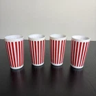 Vintage 1950s HAZEL ATLAS Lot of 4 Red/White Candy Stripe Glasses Tumblers MCM