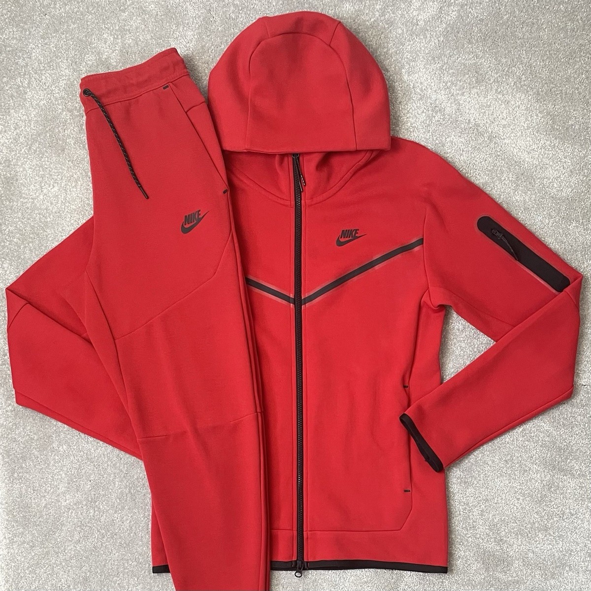 red nike tech tracksuit womens