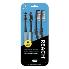 Reach Advanced Design Toothbrush with 6 Count Pack of 1 , Multi