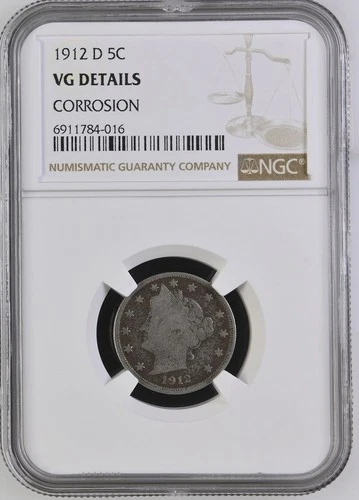 1912-D Liberty Nickel 5C - NGC VG Details (Corrosion)