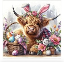 G7082 Diamond Painting Kits Highland Cow Easter
