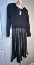 New $49 Versona Sweater Dress Black Midi Small 