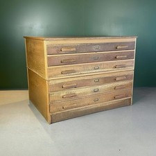 VINTAGE INDUSTRIAL 1940s PLAN CHEST ARCHITECT 6 DRAWERS WOODEN HANDLES #4703