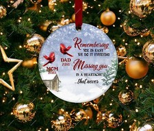 Personalized Cardinal Mom And Dad Memorial Ornament, Custom Cardinal Memorial...