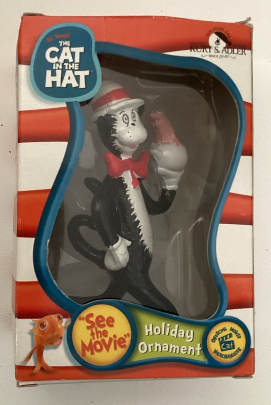 Cat In The Hat Kurt Adler Ornament With Fish Bowl Dr. Seuss NIB NEW 2003