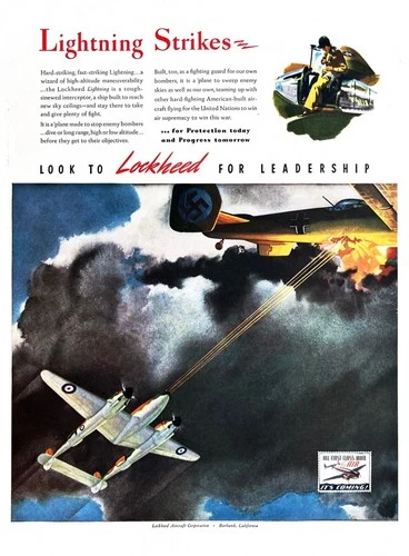 1942 WW2 AVIATION Genuine Vintage Print Ad World War II Military Lockheed