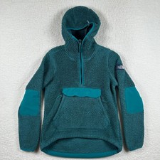 The North Face Womens Sherpa Fleece Quarter Zip Hoodie Teal Green Small Hiking