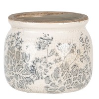 6CE1253S Florales Muster Blumentopf Pflanztopf ÜBertopf Ø 12*9 Cm Clayre & Eef