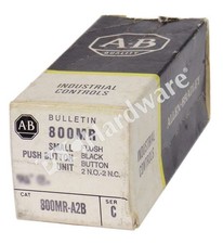 Open Pre-owned Allen Bradley 800MR-A2B /C 22.5mm Momentary Contact Push Button
