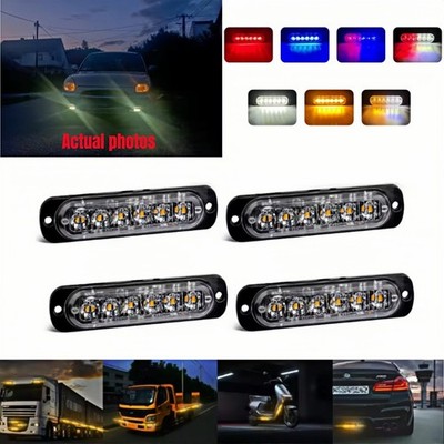 4x 6LED 12W Auto KFZ Frontblitzer Blitzlicht Warnleuchte LKW Strobe Licht 12-24V