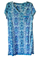 Ladies NIghtgown Blue Floral Pocket Size Small New