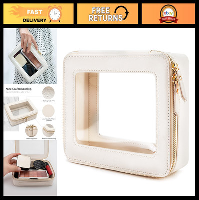 Clear Makeup Bag Organizer - Travel Toiletry Case for Women, Zippered Cosmetic P