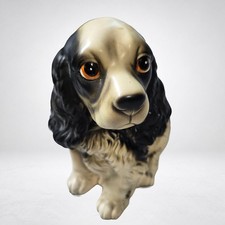 Vintage Cocker Spaniel Puppy Dog Planter Black White Ceramic TP1203 Big Eyes