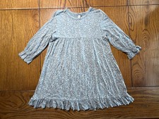 Rylee  Cru Gray Floral Twirl Long Sleeve Ruffled Dress EUC Girls Size 2-3