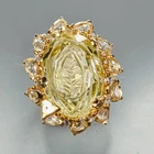 Antique 28 ct Natural Lemon Quartz Ring 925 Sterling Silver Size 7.5 /R475009