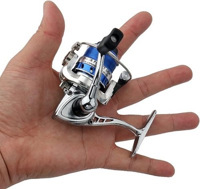 Mini Metal Spinning Fishing Reel Blue Pocket Compact For Ice Raft Freshwater