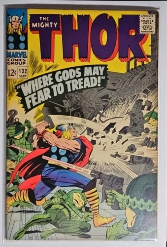 The Mighty Thor #132 First app of Ego! Vintage Marvel Comic 1966 Mid Grade