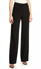 ST. JOHN Caviar Diana Dress Pants 10 Black Crepe Straight Leg Career Designer