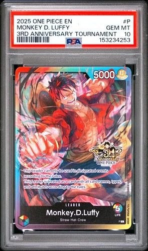 2025 ONE PIECE PROMOS 3RD ANNIVERSARY TOURNAMENT #P MONKEY D. LUFFY PSA 10