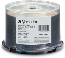 Verbatim DVD-R 4.7GB 16X UltraLife Gold Archival Grade - Branded Surface 