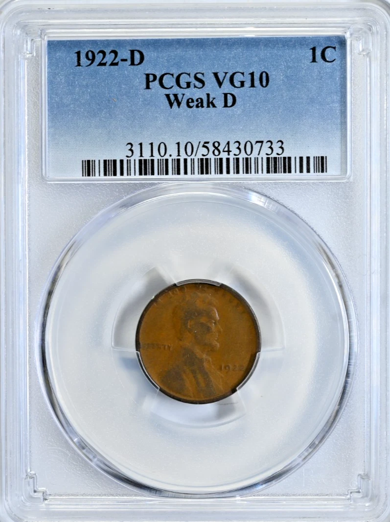Copper PCGS 1922 Year Lincoln Wheat US Small Cents (1909-1958) for
