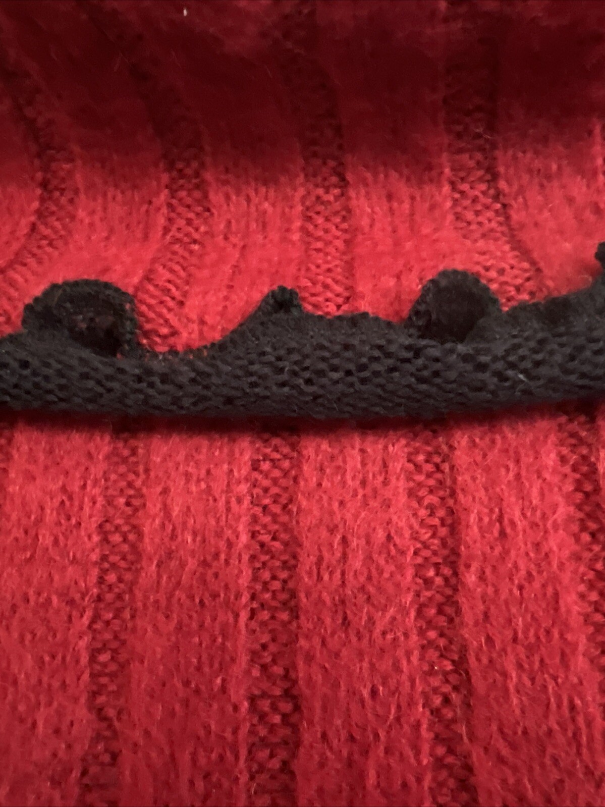 NEVER WORN Ruby Red Soft Turtle Neck Black Trimmi… - image 5
