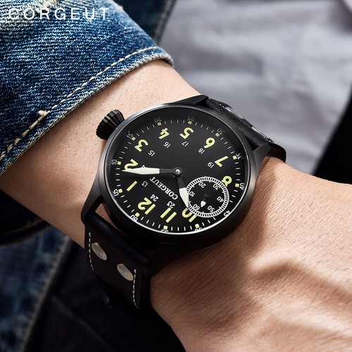 Reloj mecánico Corgeut de 44 mm para hombres Cristal de zafiro Asia 6497 ST3600 Movimiento - Imagen 6 de 28