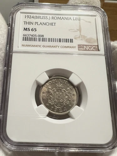 1 Leu 1924 Brussels, Romania NGC MS65