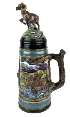 VTG Holland Mold 3D Wildlife Beer Stein Removable Ram Lid 18  Bears Moose Eagle