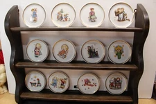 12 Vintage Berta Hummel Museum Mini Plate Collection w/Wall Shelf Complete EUC