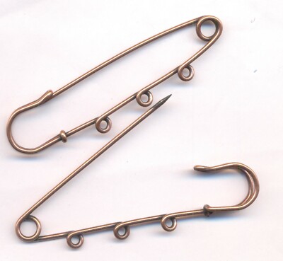 Lot De 4 épingles à Nourrice / Supports De Broche En Cuivre à 3 Trous - 78 Mm - Marque Swarovski
