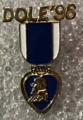 RARE 1996 Senator Bob Dole for President Purple Heart Enamel Pin Hat Lapel