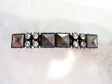 Small dark metal and rhinestone hair clip clamp barrette