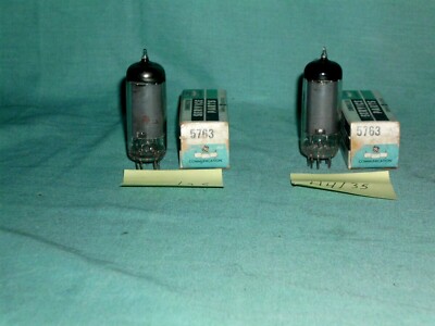 Two GE 5763 Beam Power Amplifier Vacuum Tubes Match Readings