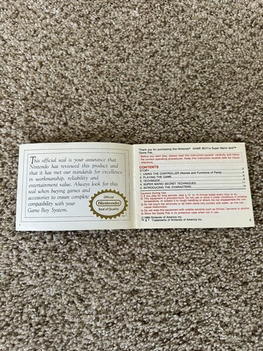 Super Mario Land Game Boy SOLO MANUALE autentico - Foto 4 di 5