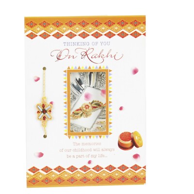 Rakhi Karte Raksha Bandhan - Ich denke an dich auf Rakhi Grußkarte & Rakhi Thread
