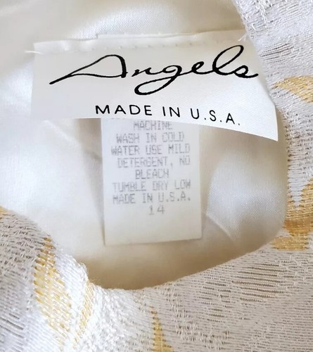 Angela Girls Formal Party Sleeveless Yellow White SZ 14 Made In USA U.S.A NWOT - Picture 12 of 15