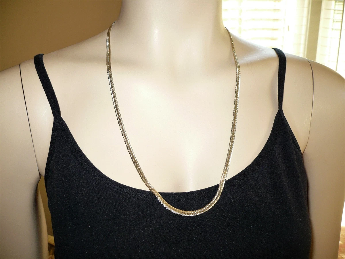 Vintage Sterling Silver Herringbone Chain Necklace 24