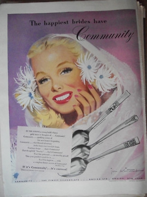 1948 VTG Orig Magazine Ad Community Plate SiIverware A Young Bride's Fancy