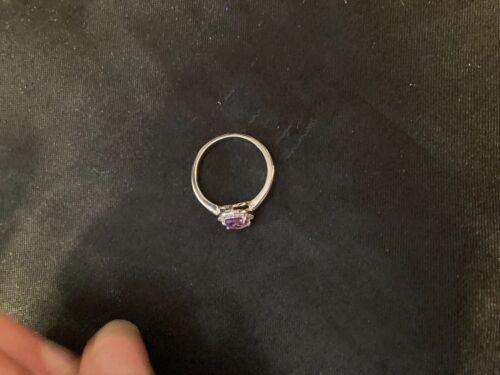 RING: BEAUTIFUL 925 STERLING SILVER PURPLE AMETHYST AND CUBIC ZIRCONIA CZ STONES - Picture 7 of 8