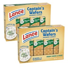 Lance Captain's Wafers CREAM CHEESE  CHIVES Sandwich Crackers 8 Packets 2 Boxes