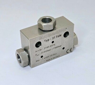#ad MAXIMATOR 21T6M High pressure tee 21000 psi 1500 Bar NEW OPEN BOX #1 $499.00