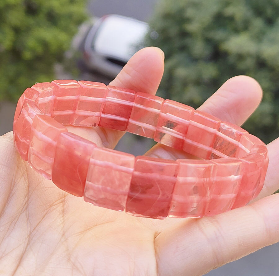 5pcs Cherry Quartz Gems oblong faceted Bracelet Magic Reiki Healing Amulet
